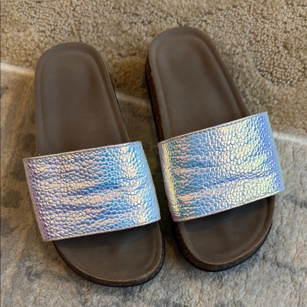 Kids Iridescent Slide Sandals